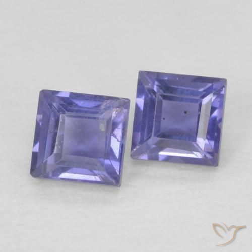 0.19 ctw Violet Iolite Stones, Natural Iolite in Square Facet Shape for Sale