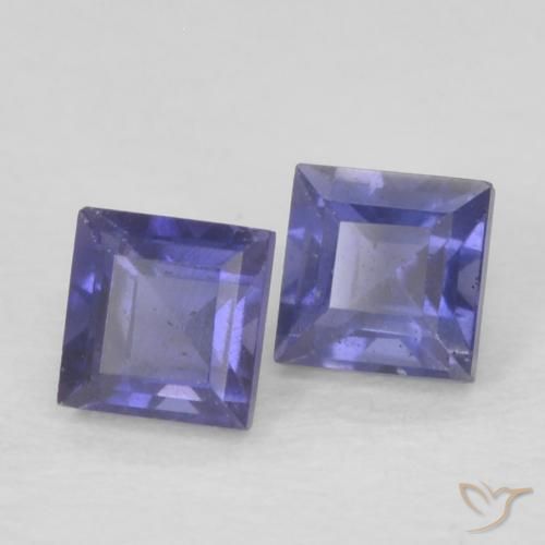 0.22 ctw Violet Iolite Stones, Natural Iolite in Square Facet Shape for Sale