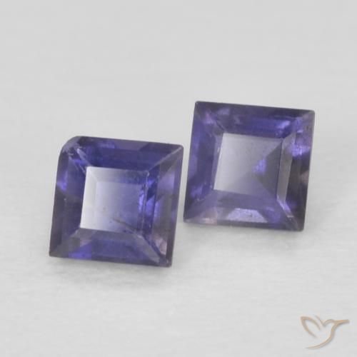 0.15 ctw Violet Iolite Stones, Natural Iolite in Square Facet Shape for Sale