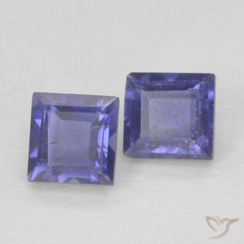 0.21 ctw Blue Iolite Stones, Natural Iolite in Square Facet Shape for Sale