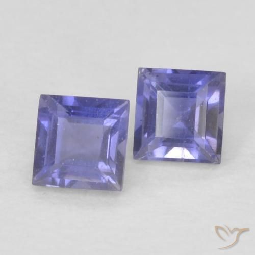 0.18 ctw Blue Iolite Stones, Natural Iolite in Square Facet Shape for Sale