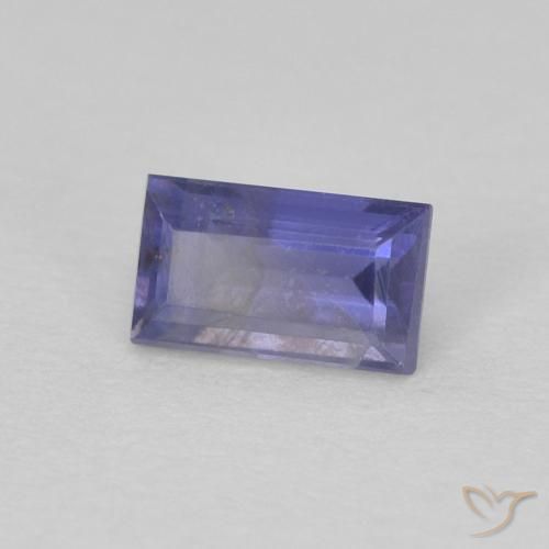 0.33 ct Violet Iolite Stone, Natural Iolite in Baguette Facet Shape for Sale
