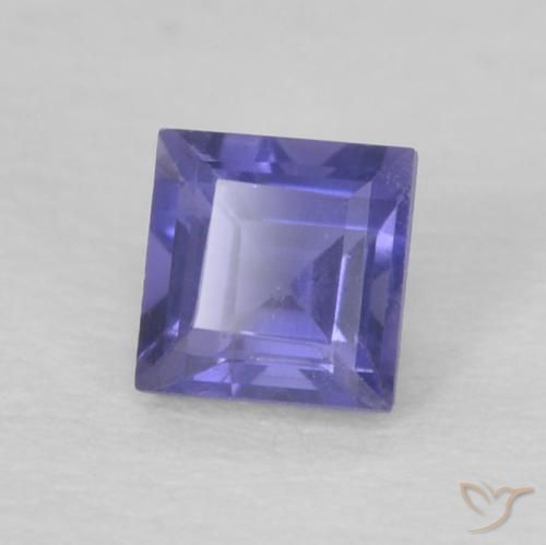 0.15 ct Blue Iolite Stone, Natural Iolite in Square Facet Shape for Sale