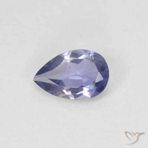 Iolite Violet Poire 6,1 x 4,1mm de Madagascar, poids de 0,35 ct, pierre gemme naturelle Non traité de pureté VS, 1 pièce de iolite pear facet, couleur : Pourpre bleuté foncé, dureté de Mohs de 7 à 7.5 convient aux bijoux de tous les jours, pierre de sagesse, Photo A