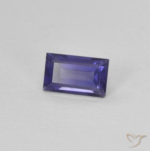 0.33 ct Violet Iolite Stone, Natural Iolite in Baguette Facet Shape for Sale