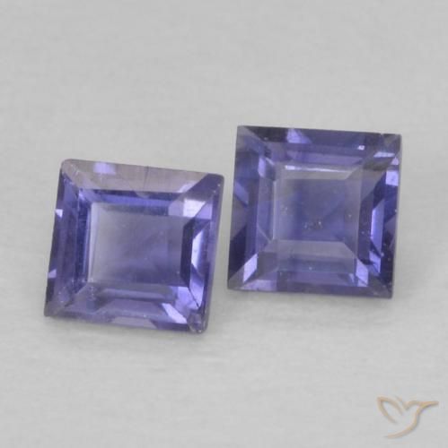 0.18 ctw Violet Iolite Stones, Natural Iolite in Square Facet Shape for Sale