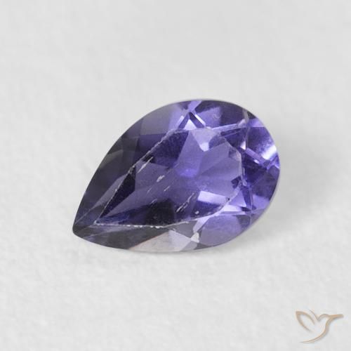 0.35 ct Violet Iolite Stone, Natural Iolite in Pear Facet Shape for Sale