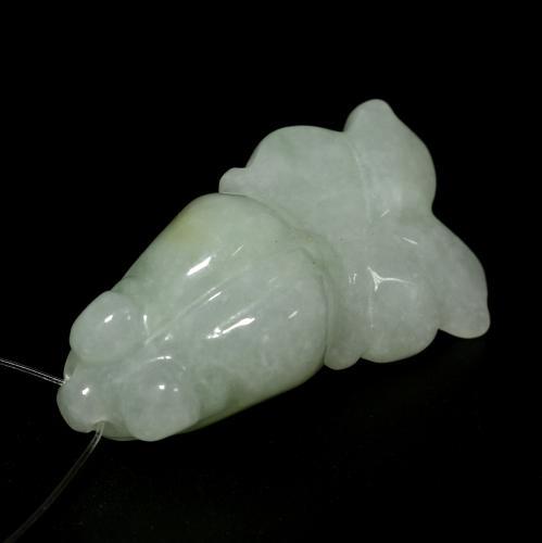 Mossy Green Jade Gem - 21.1ct Carved Fish with Hole (ID: 565261)