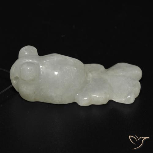 29.36 ct Green Jade Stone, Natural Jade in Carved Fish with Hole Shape for Sale