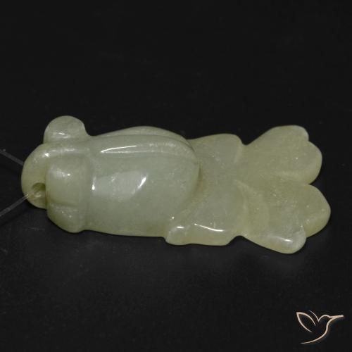 24.98 ct Green Jade Stone, Natural Jade in Carved Fish with Hole Shape for Sale