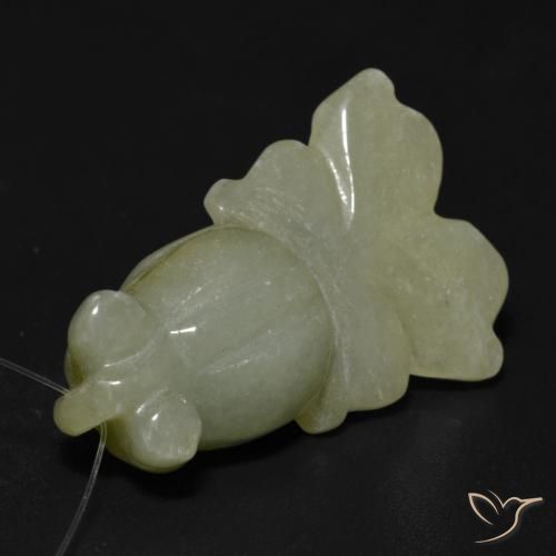 Jade Gemstone in 29.9 x 20.1 mm Size for Sale, Jade Stone in Yellowish Green Color