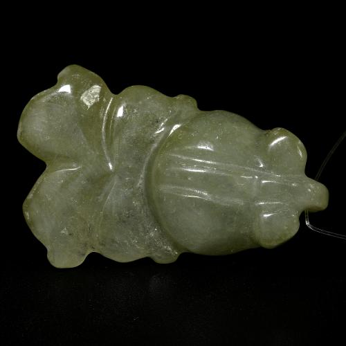 30.72 ct Green Jade Stone, Natural Jade in Carved Fish with Hole Shape for Sale