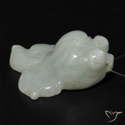40.87 ct Green Jade Stone, Natural Jade in Carved Fish with Hole Shape for Sale