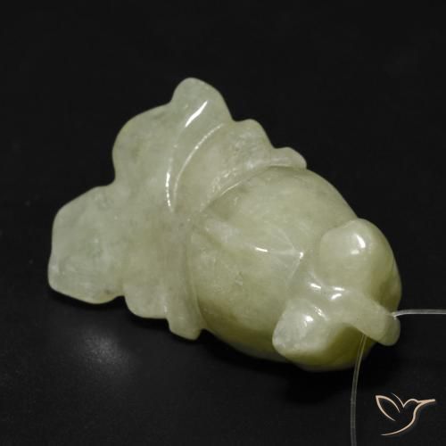 37.99 ct Green Jade Stone, Natural Jade in Carved Fish with Hole Shape for Sale