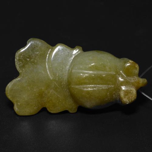 Yellowish Green Jade Gem - 27.8ct Carved Fish with Hole (ID: 565274)