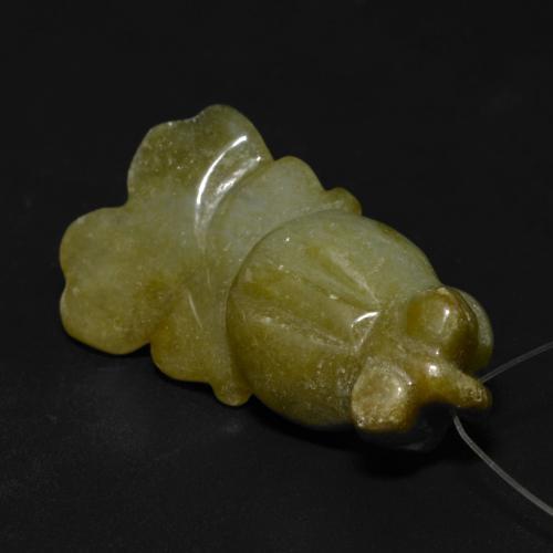 27.81 ct Green Jade Stone, Natural Jade in Carved Fish with Hole Shape for Sale