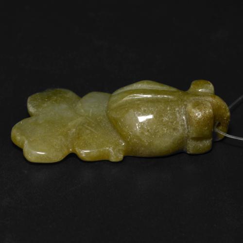 Jade Gemstone in 32 x 18 mm Size for Sale, Jade Stone in Yellowish Green Color