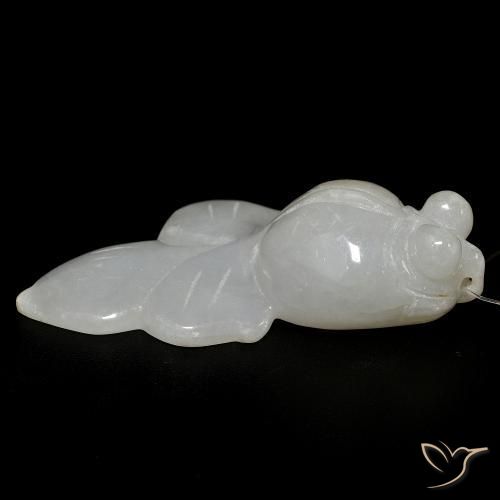 64.19 ct White Jade Stone, Natural Jade in Carved Fish with Hole Shape for Sale