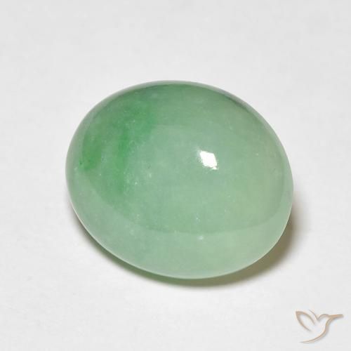 5.24 ct Green Jade Stone, Natural Jade in Oval Cabochon Shape for Sale