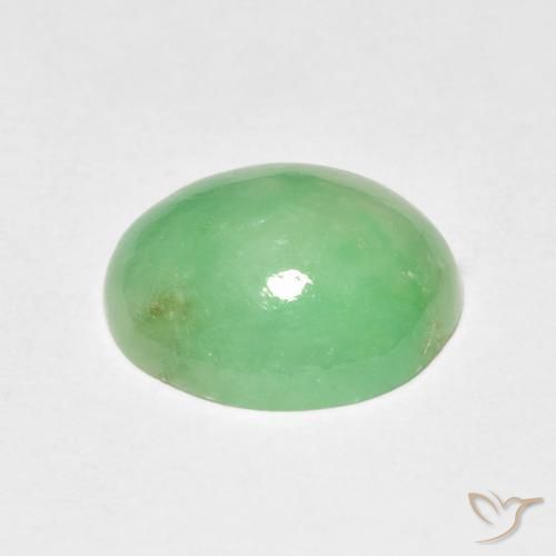 Jade Gemstone in 11.8 x 9.6 mm Size for Sale, Jade Stone in Warm Green Color