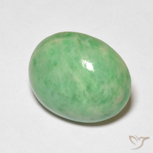 4.83 ct Green Jade Stone, Natural Jade in Oval Cabochon Shape for Sale