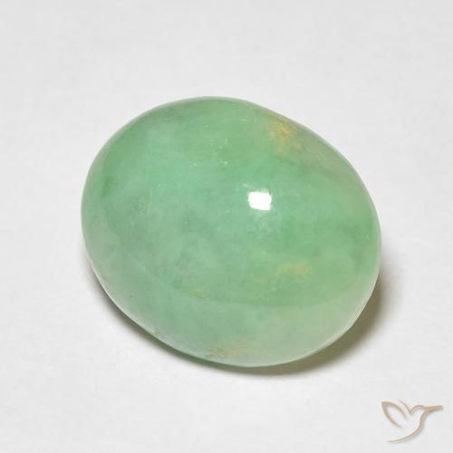 4.93 ct Green Jade Stone, Natural Jade in Oval Cabochon Shape for Sale