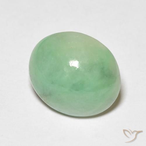 4.69 ct Green Jade Stone, Natural Jade in Oval Cabochon Shape for Sale