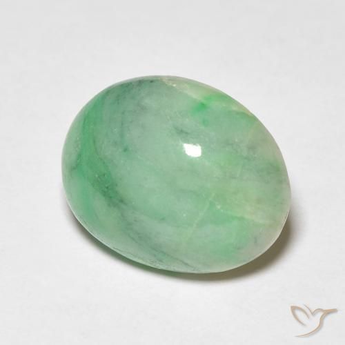 4.88 ct Green Jade Stone, Natural Jade in Oval Cabochon Shape for Sale