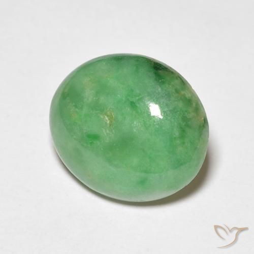 4.21 ct Green Jade Stone, Natural Jade in Oval Cabochon Shape for Sale