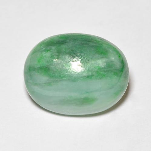 12,4 x 9,7 mm 毫米缅甸椭圆形绿色玉,重 4,61 克拉,天然宝石,不透明净度,1 颗玉 - 颜色:多色绿色,莫氏硬度为 6 - 6,5, Photo A