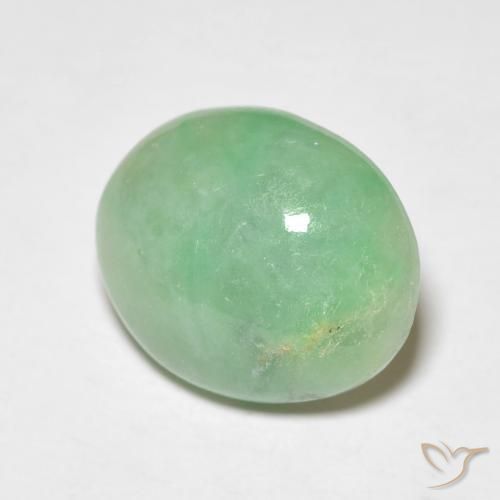 4.81 ct Green Jade Stone, Natural Jade in Oval Cabochon Shape for Sale