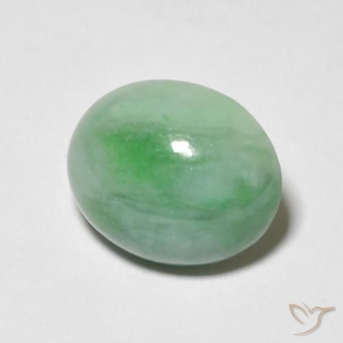 4.69 ct Green Jade Stone, Natural Jade in Oval Cabochon Shape for Sale
