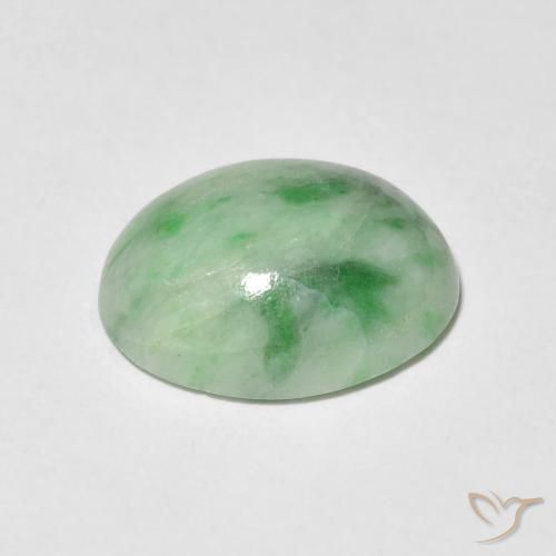 Jade Gemstone in 11.9 x 9.4 mm Size for Sale, Jade Stone in Warm Green Color