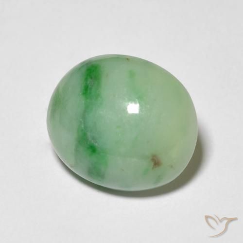 4.85 ct Green Jade Stone, Natural Jade in Oval Cabochon Shape for Sale