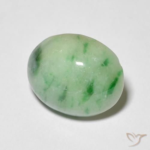 4.75 ct Green Jade Stone, Natural Jade in Oval Cabochon Shape for Sale