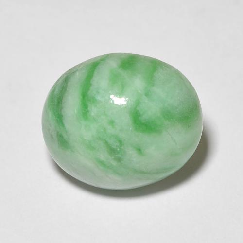 11,8 x 10,2 mm 毫米缅甸椭圆形绿色玉,重 5,38 克拉,天然宝石,不透明 净度,1 玉 - 颜色为浅绿色,莫氏硬度为 6 - 6,5, Photo A