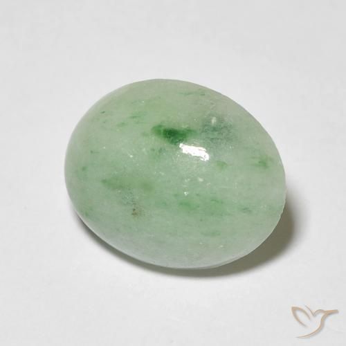 3.52 ct Green Jade Stone, Natural Jade in Oval Cabochon Shape for Sale