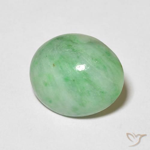 3.88ct Natural Warm Green Jade, Oval, Opaque