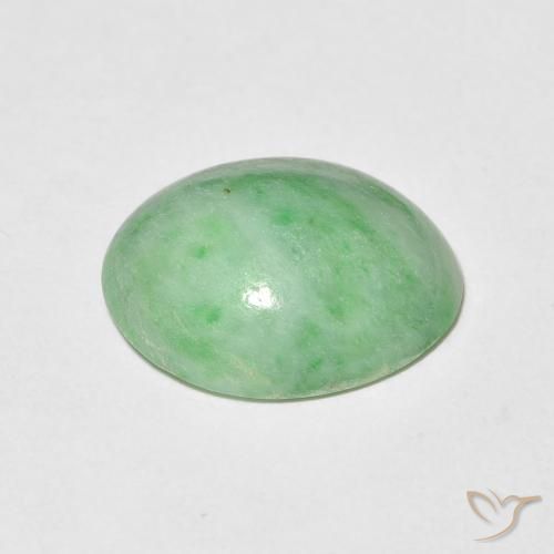 3.88ct Natural Warm Green Jade, Oval, Opaque