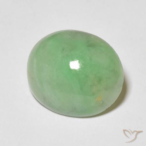 4.34 ct Green Jade Stone, Natural Jade in Oval Cabochon Shape for Sale