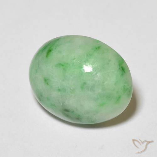 4.72 ct Green Jade Stone, Natural Jade in Oval Cabochon Shape for Sale