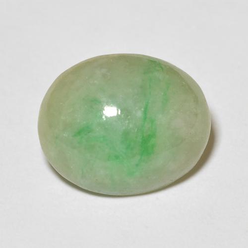 12,5 x 10,2 mm 毫米缅甸椭圆形绿色玉,重 4,89 克拉,天然宝石,不透明净度,1 颗玉 - 颜色:中绿色,莫氏硬度为 6 - 6,5, Photo A