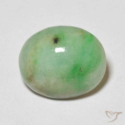 4.76 ct Green Jade Stone, Natural Jade in Oval Cabochon Shape for Sale