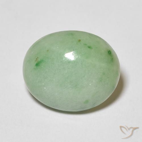 3.89ct Natural Light Green Jade, Oval, Opaque