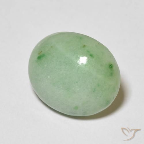 3.89 ct Green Jade Stone, Natural Jade in Oval Cabochon Shape for Sale