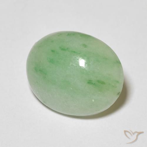 3.83 ct Green Jade Stone, Natural Jade in Oval Cabochon Shape for Sale