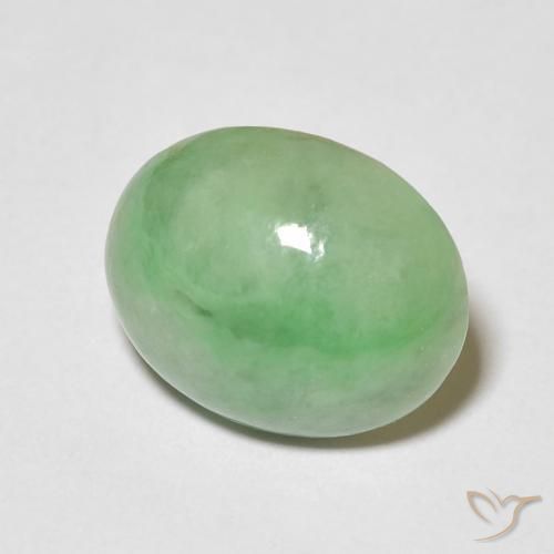 4.34 ct Green Jade Stone, Natural Jade in Oval Cabochon Shape for Sale