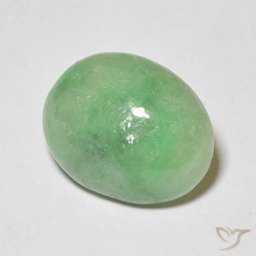 4.60 ct Green Jade Stone, Natural Jade in Oval Cabochon Shape for Sale