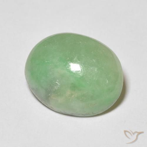 4.38 ct Green Jade Stone, Natural Jade in Oval Cabochon Shape for Sale