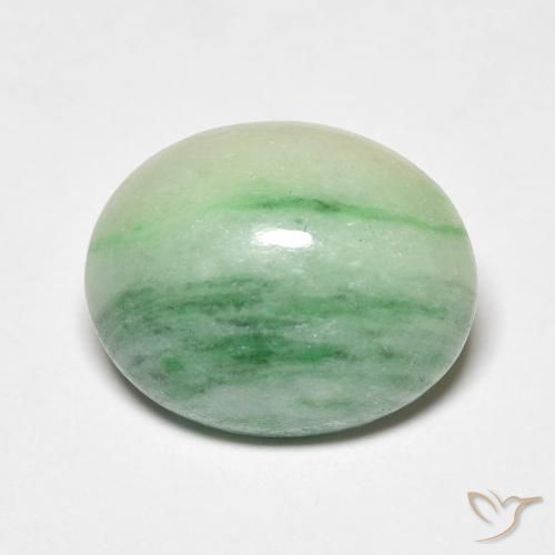 5.18ct Natural Medium Light Green Jade, Oval, Opaque